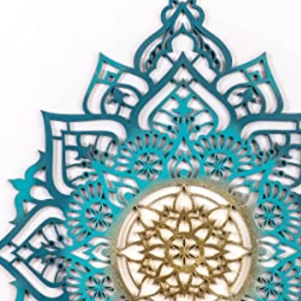 Turquoise And Gold Solid Wood Geometric Shapes Wall Decor - NOBLE HOME INTERIORS