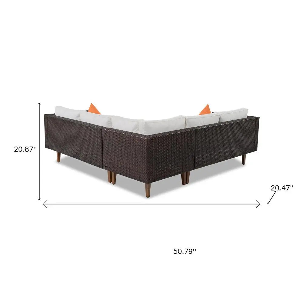 Two Piece Outdoor Beige Wicker Sectional Seating Group with Beige Cushions - NOBLE HOME INTERIORS