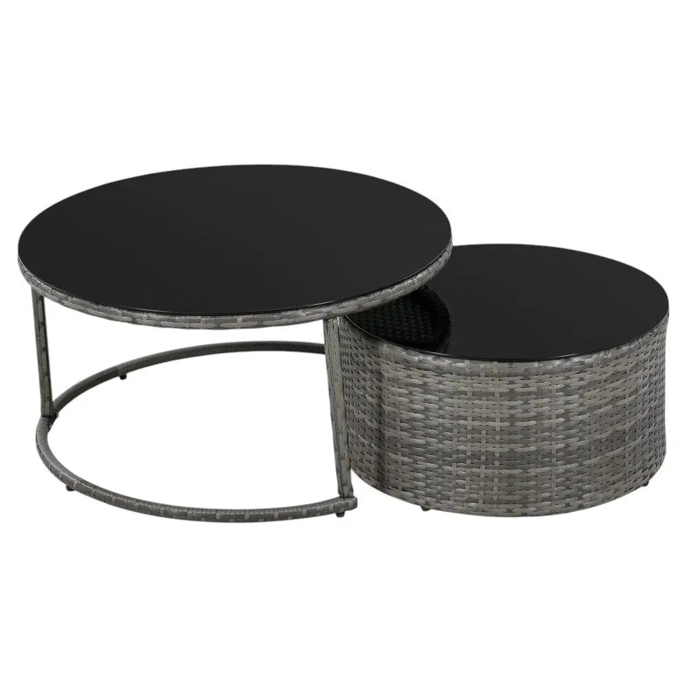 Two Piece Outdoor Gray Wicker Sectional Seating Group with Gray Cushions - NOBLE HOME INTERIORS