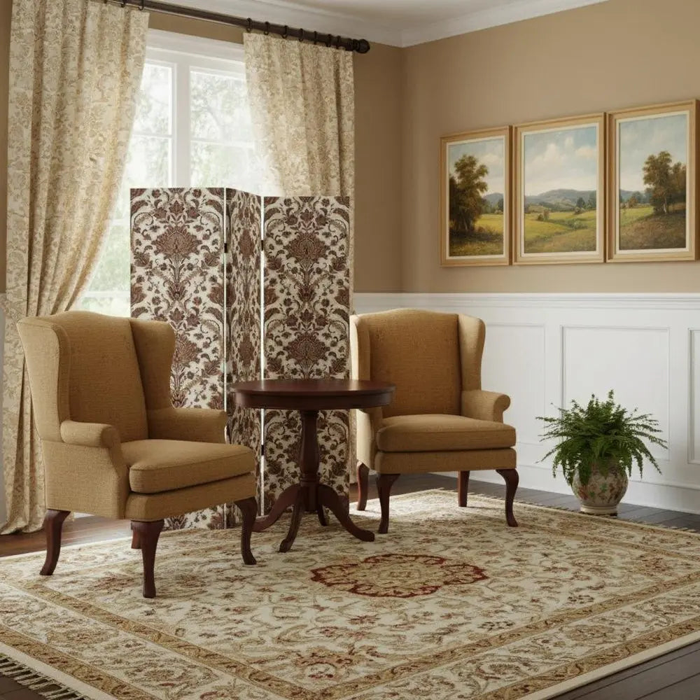 Vintage Green Baroque Three Panel Room Divider Screen - NOBLE HOME INTERIORS