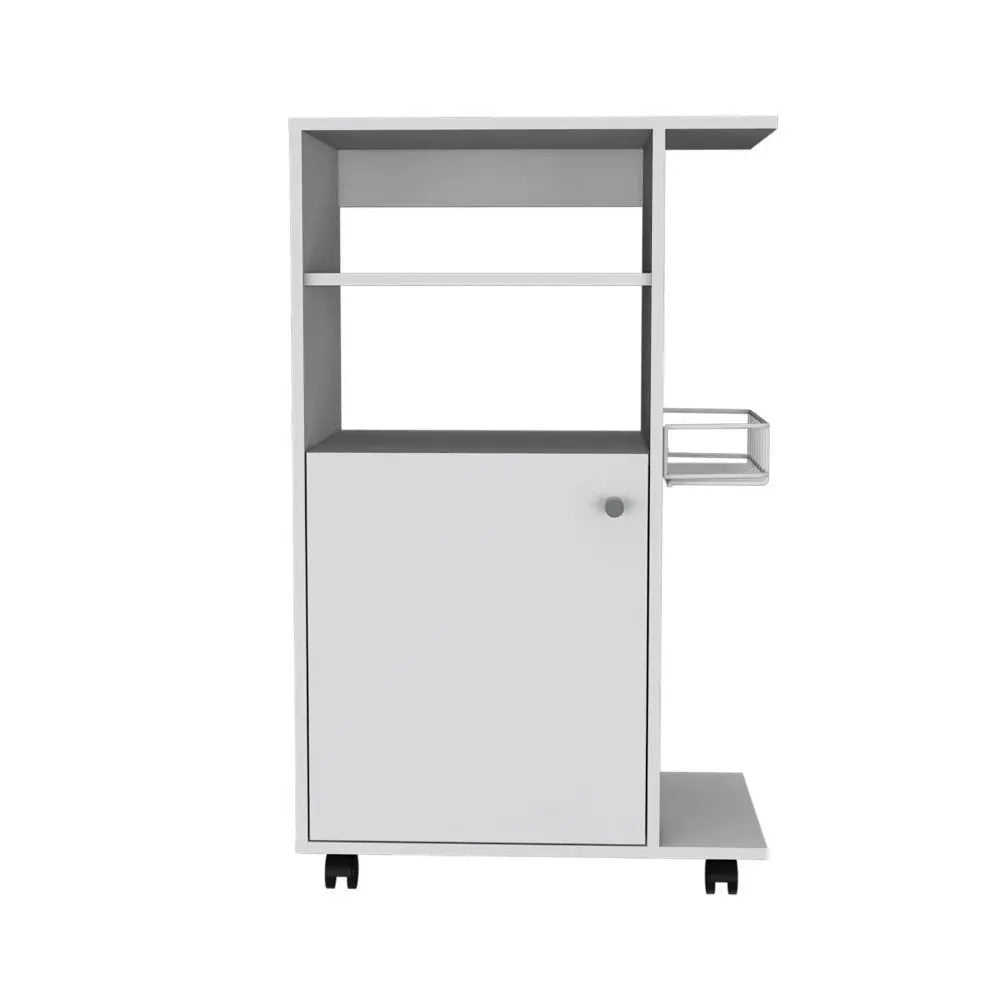 White 24" Rolling Kitchen Cart With Storage - NOVA HOME FURNITURE