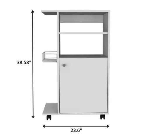 White 24" Rolling Kitchen Cart With Storage - NOVA HOME FURNITURE
