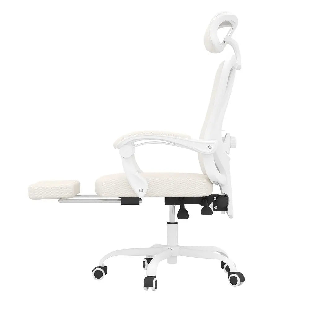 White and Black Adjustable Height Swivel Rolling Office Chair - NOBLE HOME INTERIORS