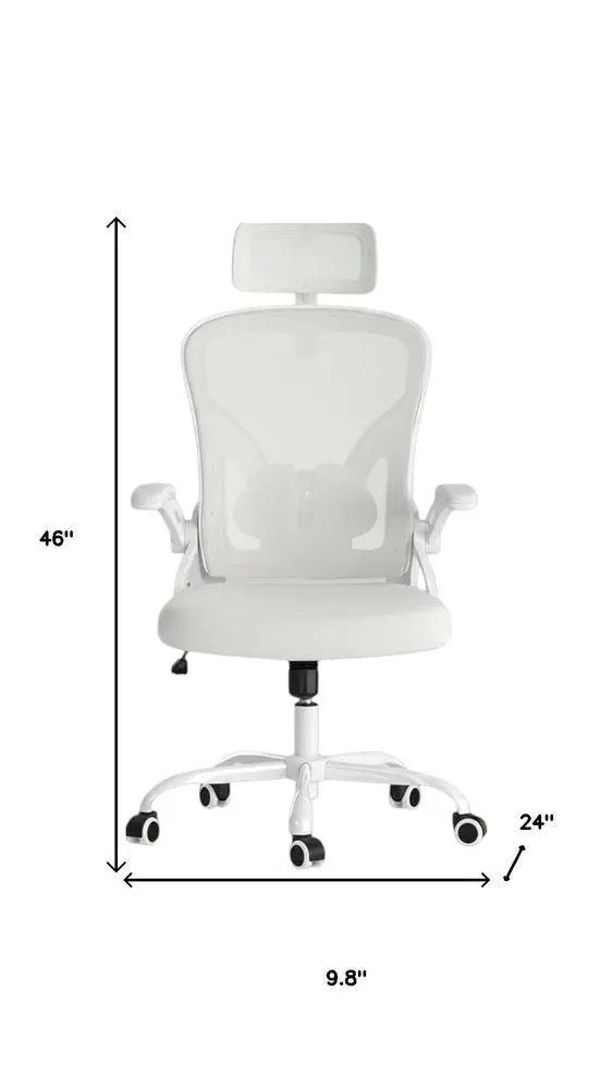 White and Black Adjustable Height Swivel Rolling Office Chair - NOBLE HOME INTERIORS