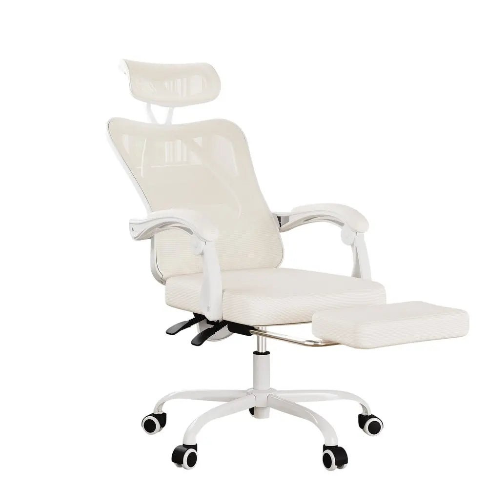 White and Black Adjustable Height Swivel Rolling Office Chair - NOBLE HOME INTERIORS
