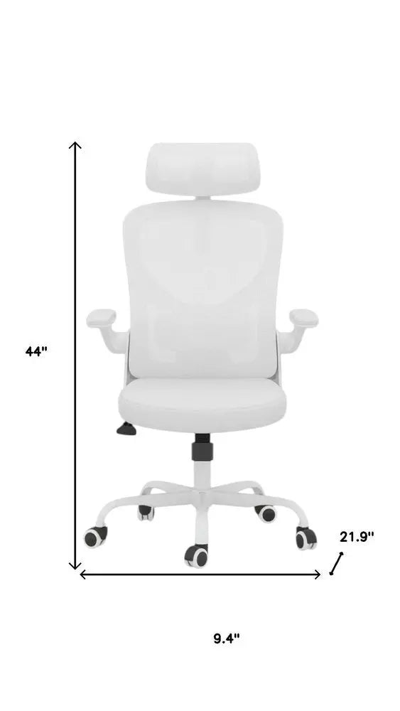 White and Black Adjustable Height Swivel Rolling Office Chair - NOBLE HOME INTERIORS