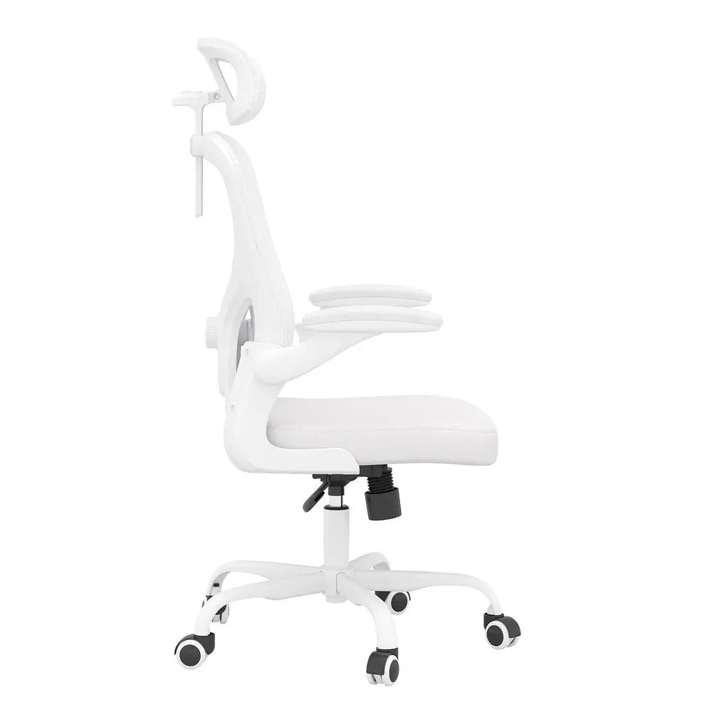 White and Black Adjustable Height Swivel Rolling Office Chair - NOBLE HOME INTERIORS