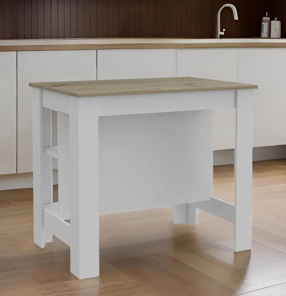 White and Brown 41" Kitchen Island With Storage - NOBLE HOME INTERIORS