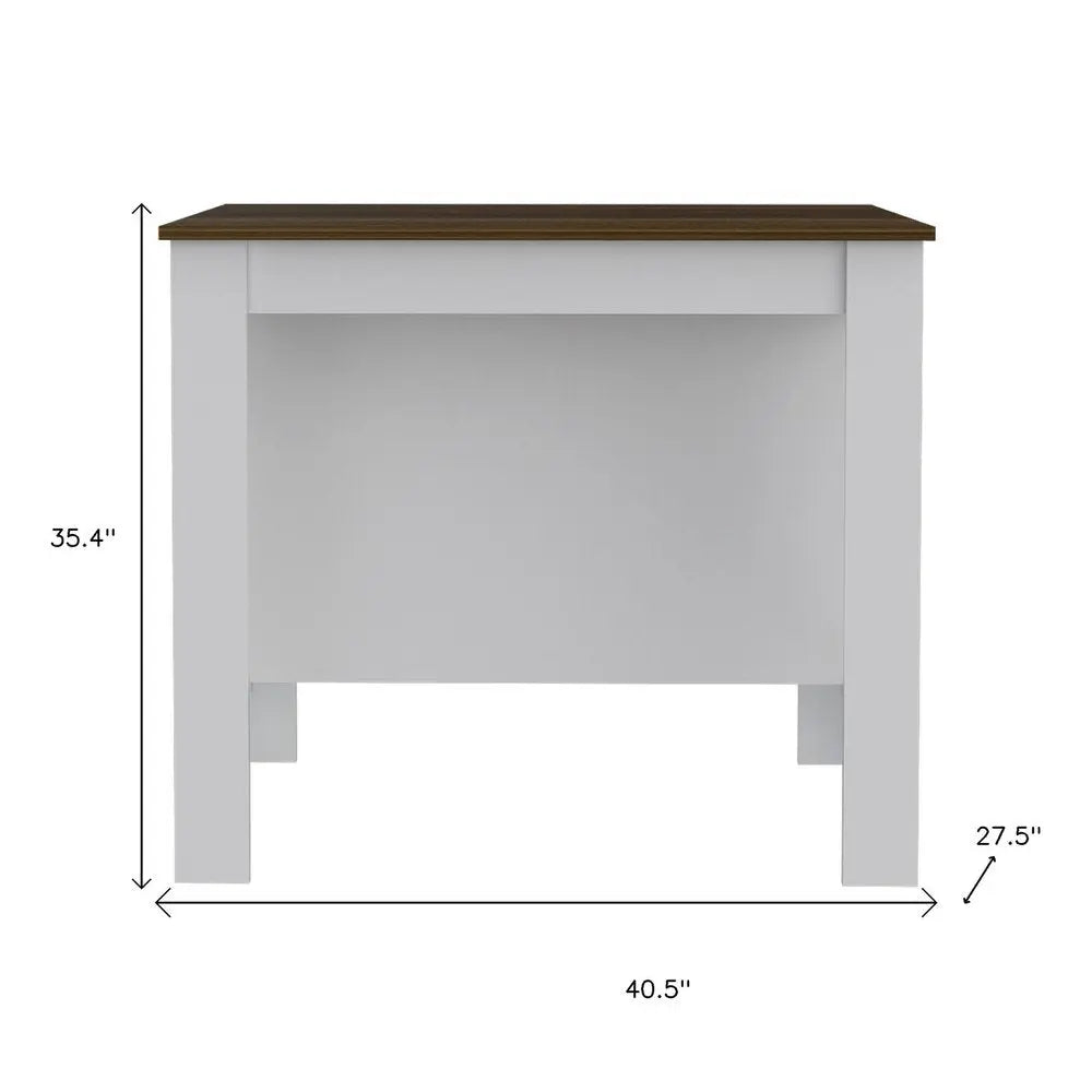 White and Brown 41" Kitchen Island With Storage - NOVA HOME FURNITURE