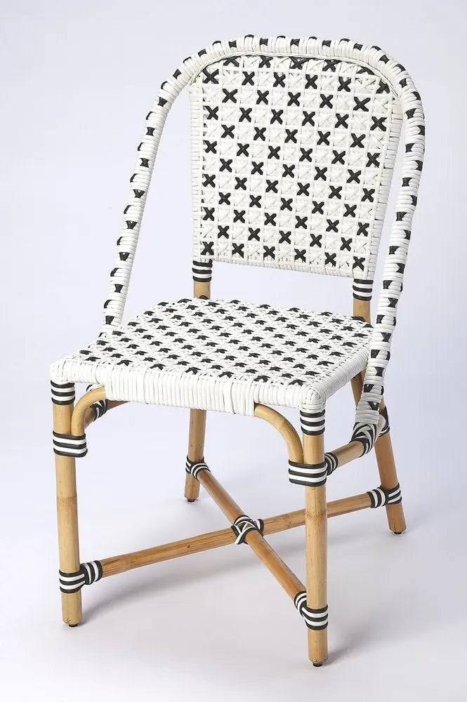 White And Brown Faux Rattan Dining Chair - NOBLE HOME INTERIORS