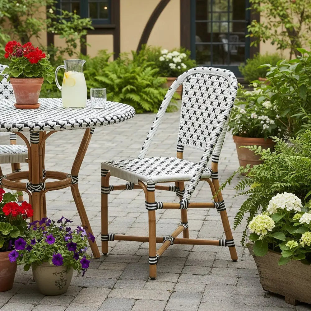 White And Brown Faux Rattan Dining Chair - NOBLE HOME INTERIORS