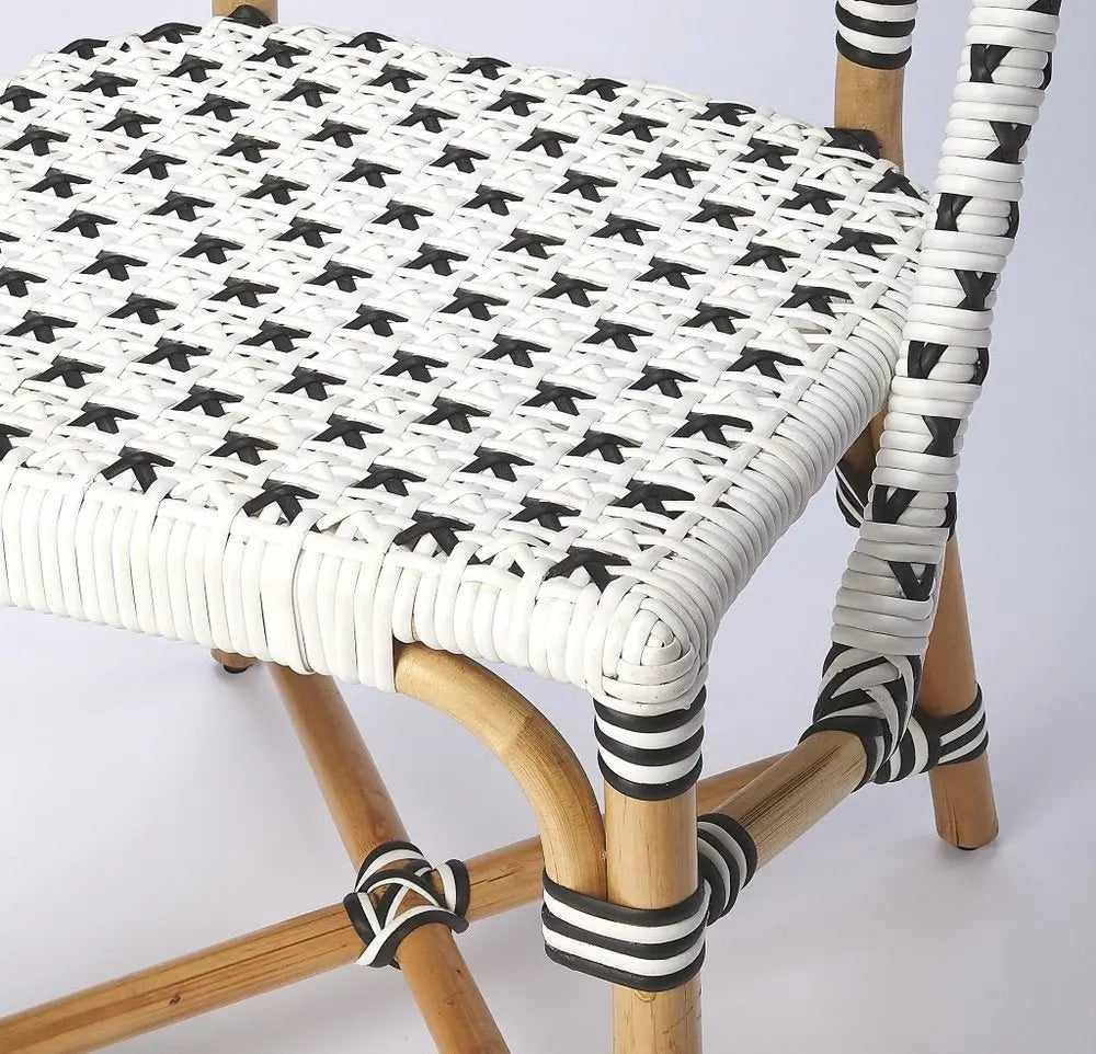 White And Brown Faux Rattan Dining Chair - NOBLE HOME INTERIORS