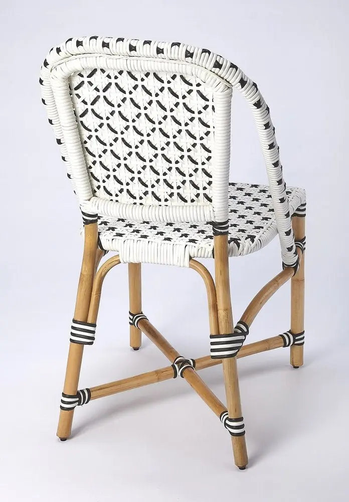 White And Brown Faux Rattan Dining Chair - NOBLE HOME INTERIORS