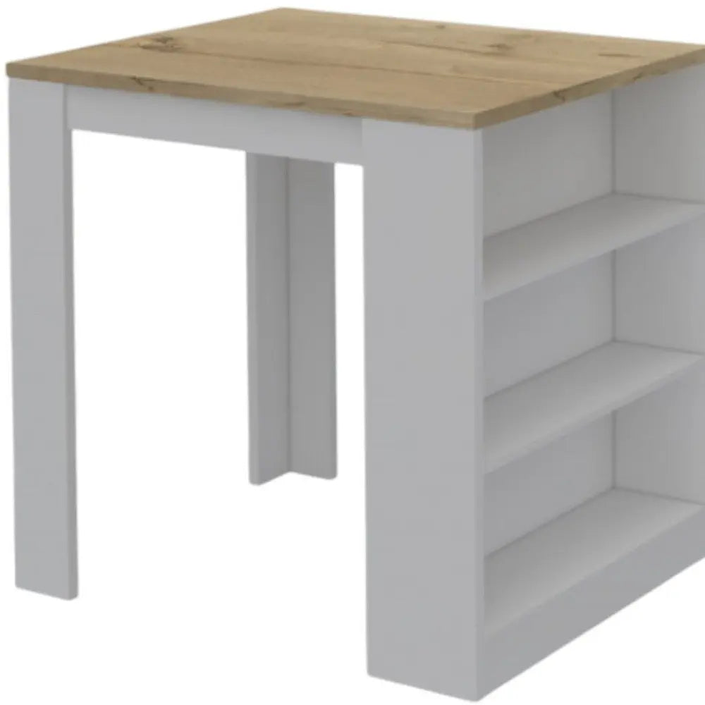 White and Natural 36" Kitchen Island With Storage - NOVA HOME FURNITURE