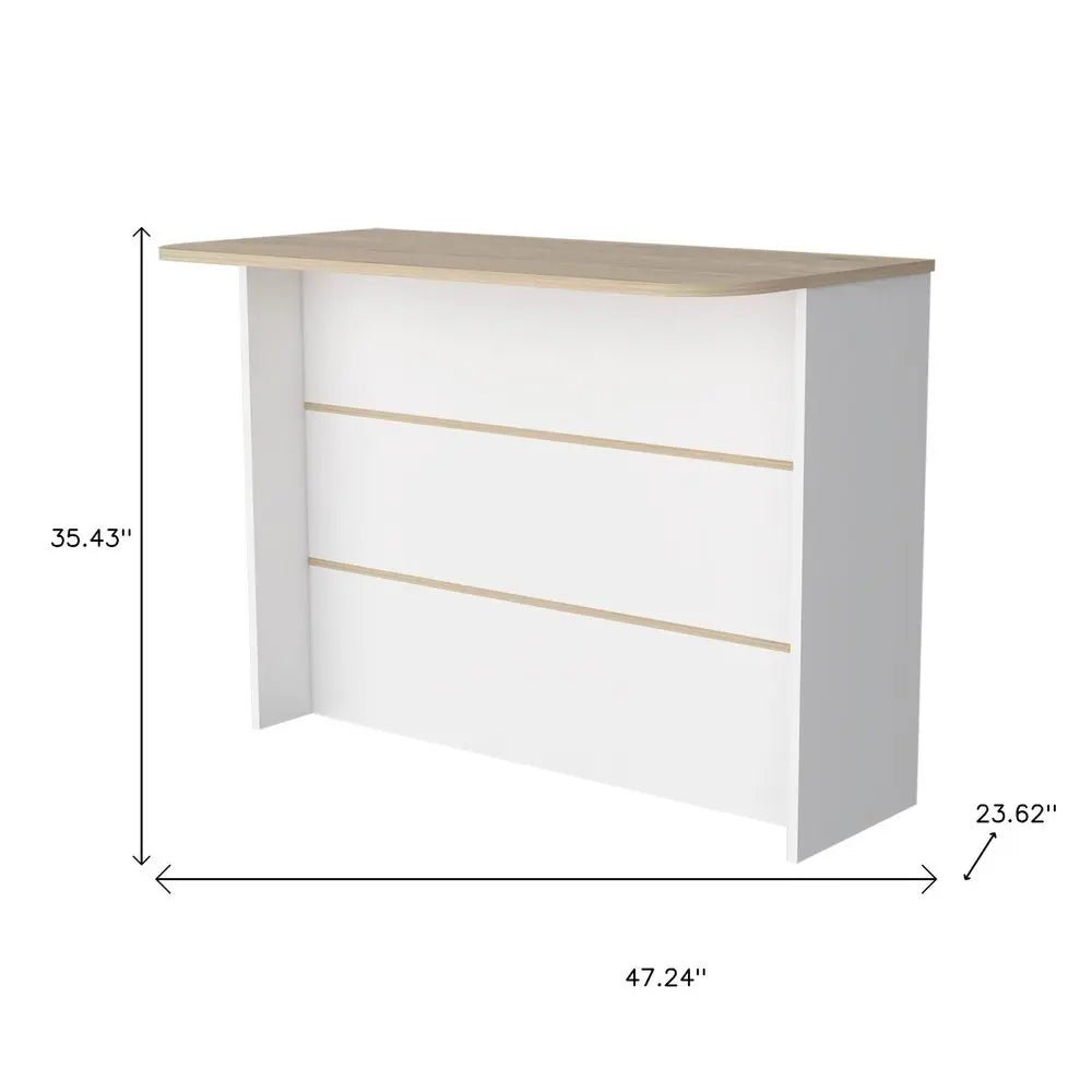 White and Natural 47" Kitchen Island With Storage - NOBLE HOME INTERIORS