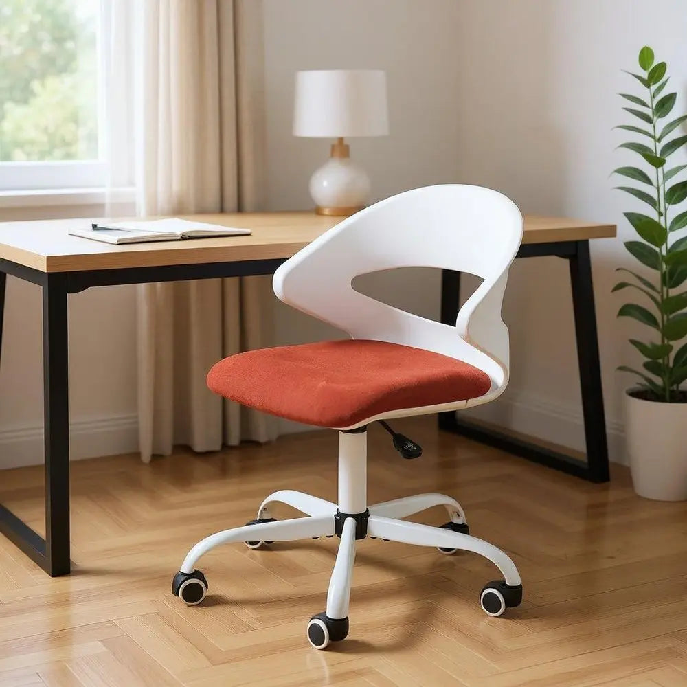 White and Red Adjustable Height Swivel Rolling Office Chair - NOBLE HOME INTERIORS