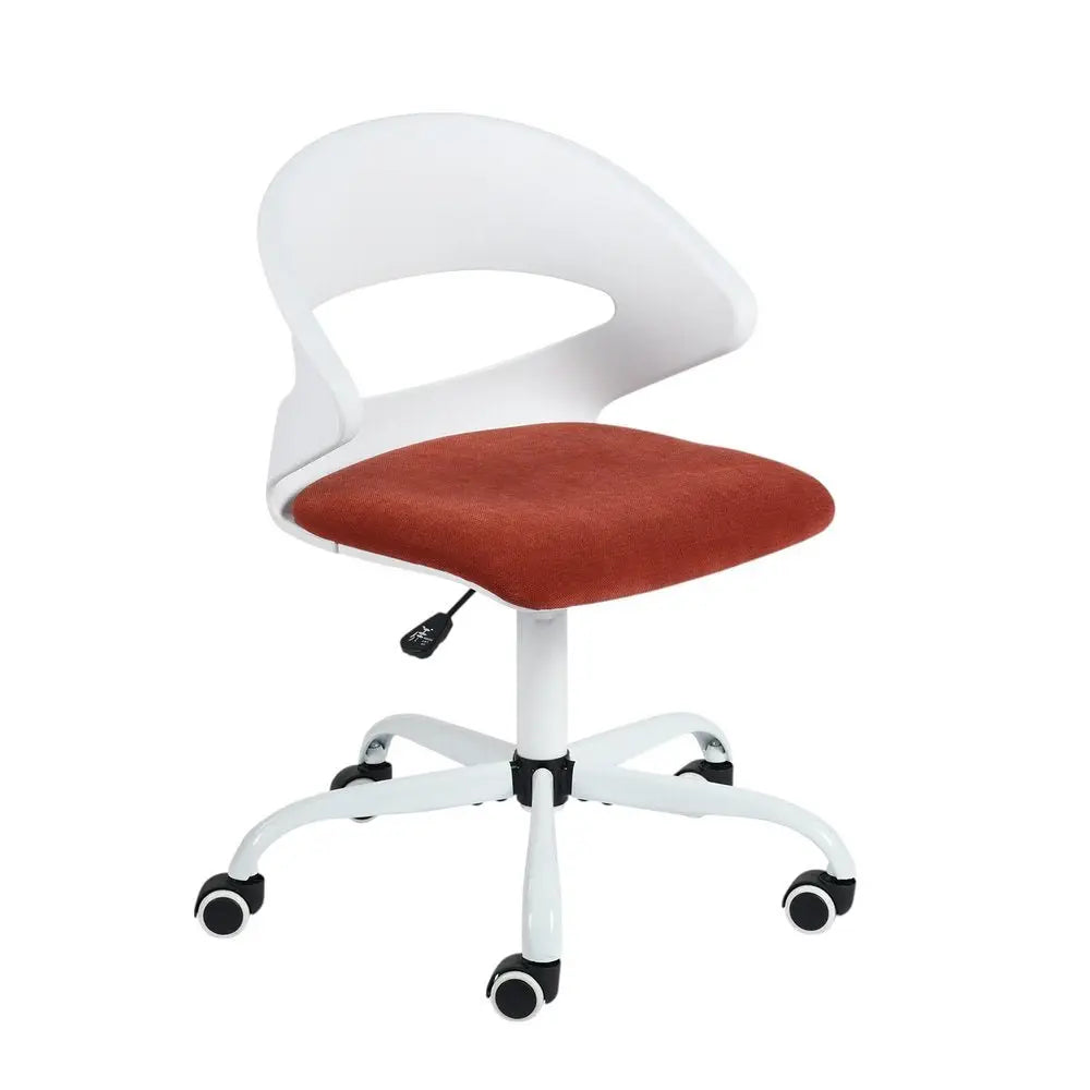 White and Red Adjustable Height Swivel Rolling Office Chair - NOBLE HOME INTERIORS