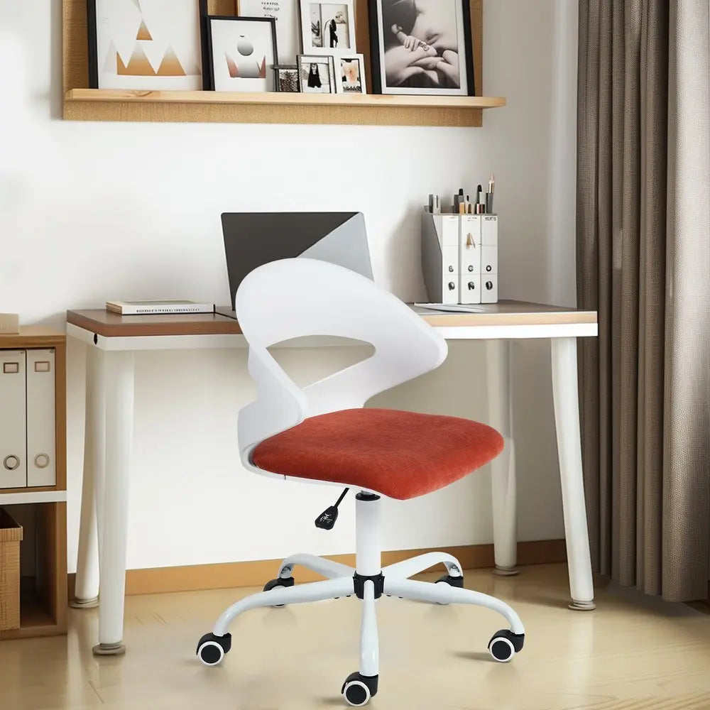 White and Red Adjustable Height Swivel Rolling Office Chair - NOBLE HOME INTERIORS