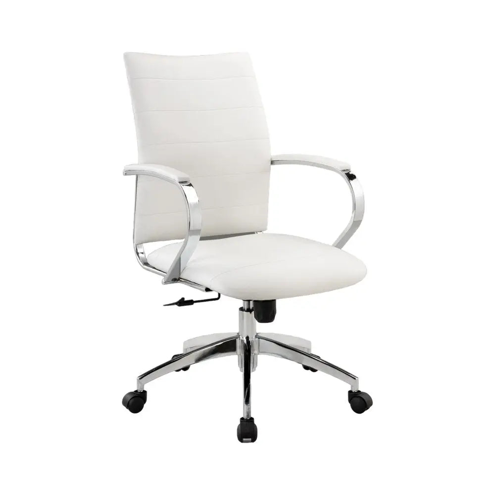 White and Silver Adjustable Height Swivel Rolling Office Chair - NOBLE HOME INTERIORS
