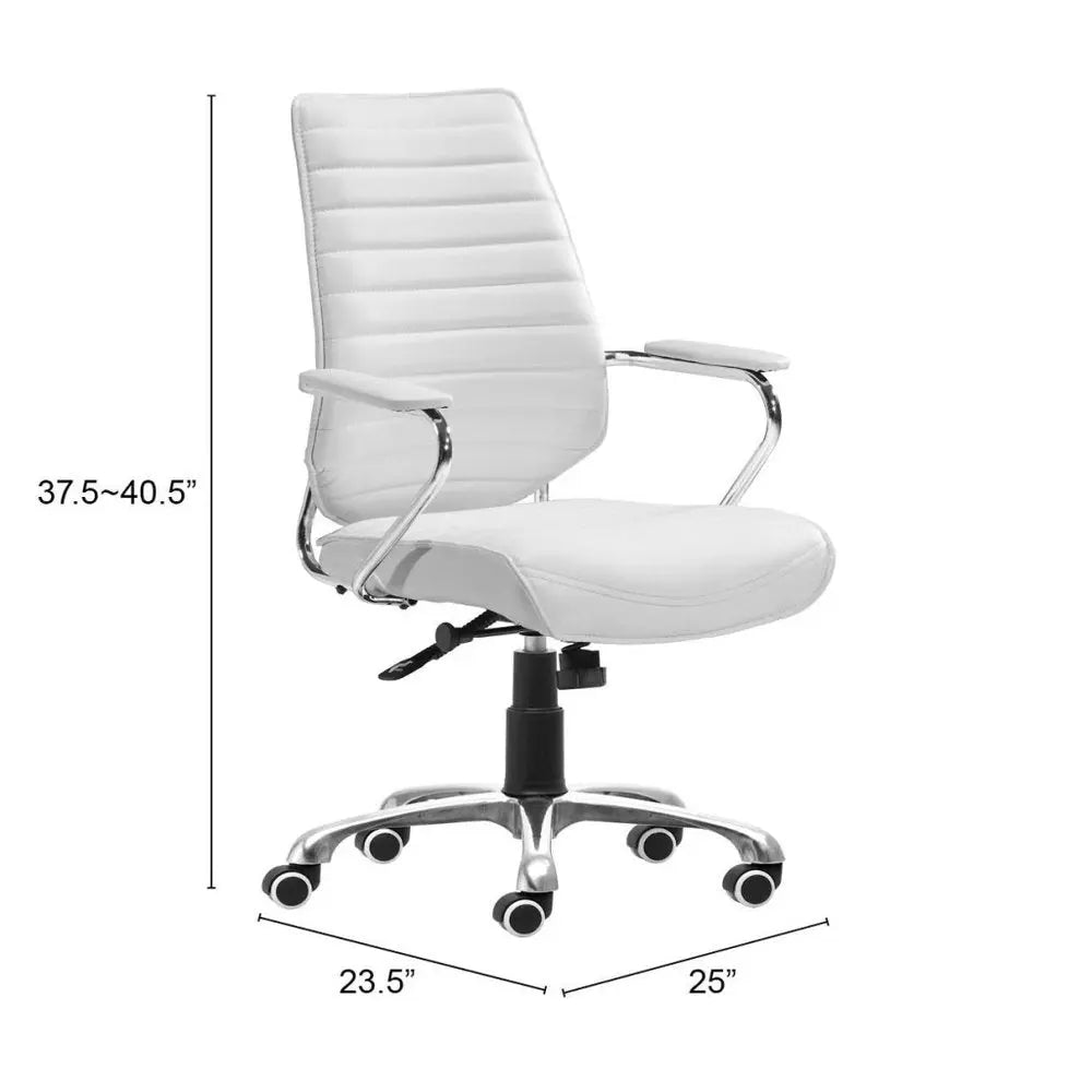 White and Silver Adjustable Height Swivel Rolling Office Chair - NOBLE HOME INTERIORS