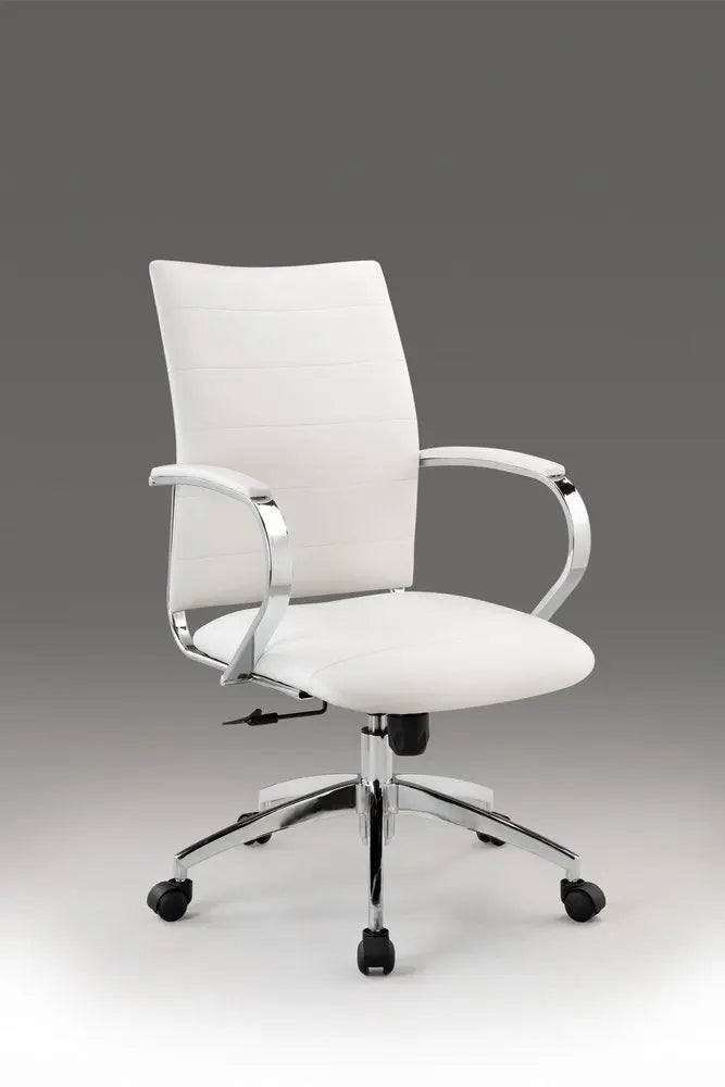 White and Silver Adjustable Height Swivel Rolling Office Chair - NOBLE HOME INTERIORS