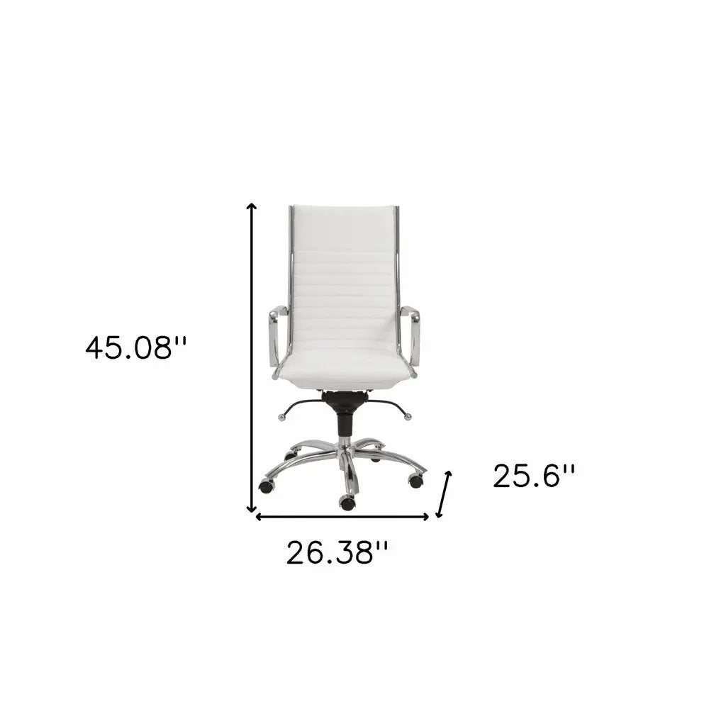 White and Silver Adjustable Swivel Faux Leather Rolling Conference Office Chair - NOBLE HOME INTERIORS
