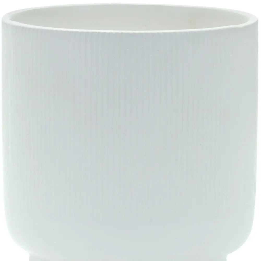 White Ceramic 7 Ounce Striped Footed Pot Planter - NOBLE HOME INTERIORS