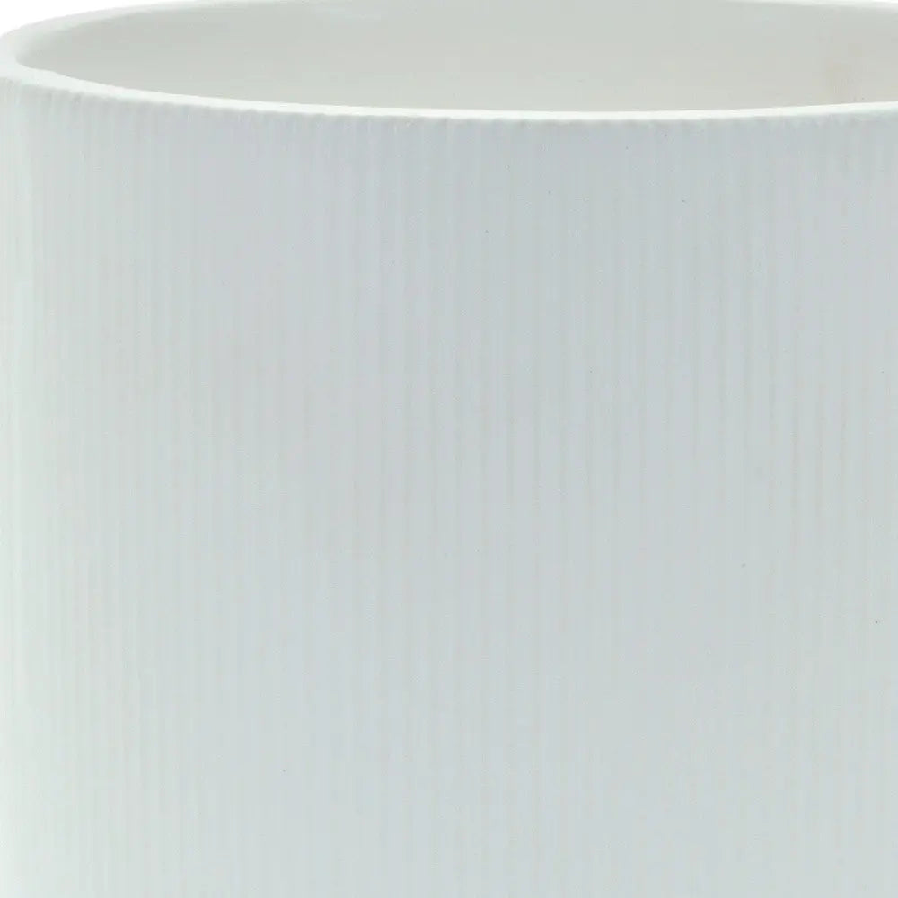 White Ceramic 7 Ounce Striped Footed Pot Planter - NOBLE HOME INTERIORS