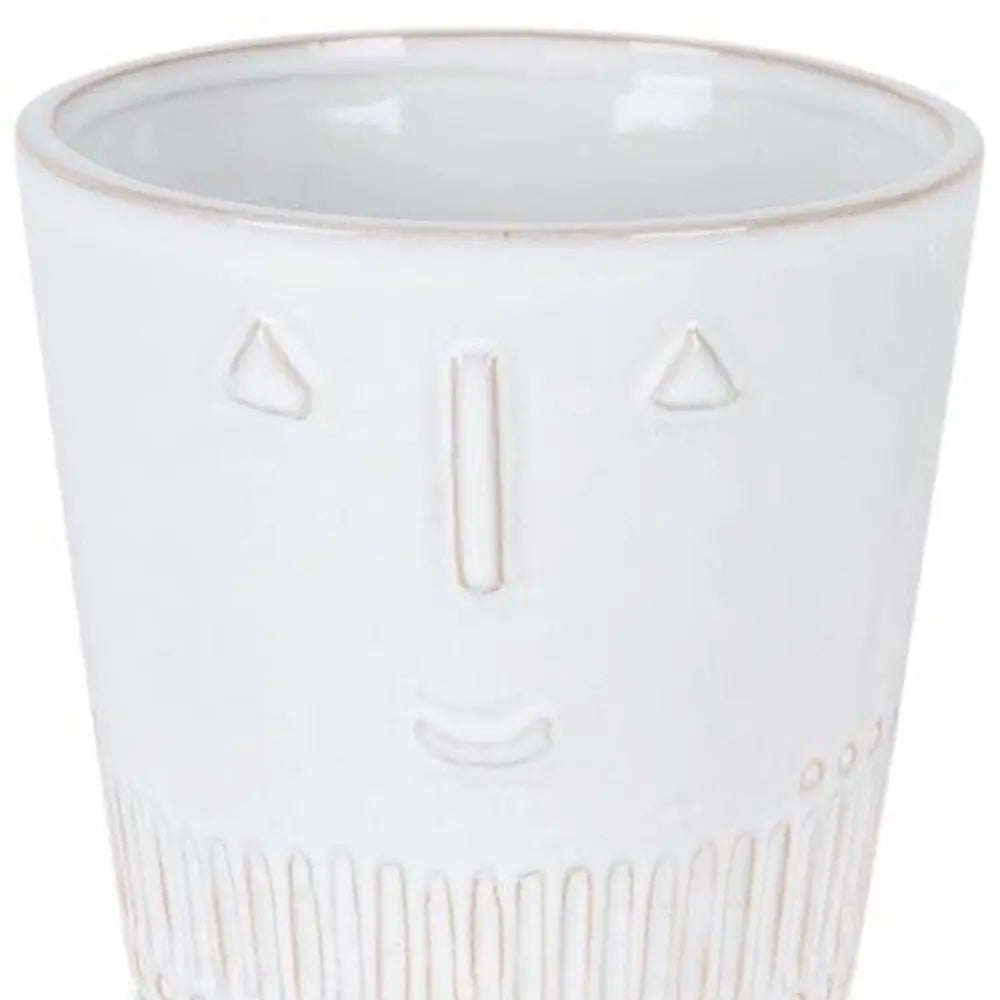 White Set of Two Porcelain 4.4329 ounce Round Pot Planter - NOBLE HOME INTERIORS