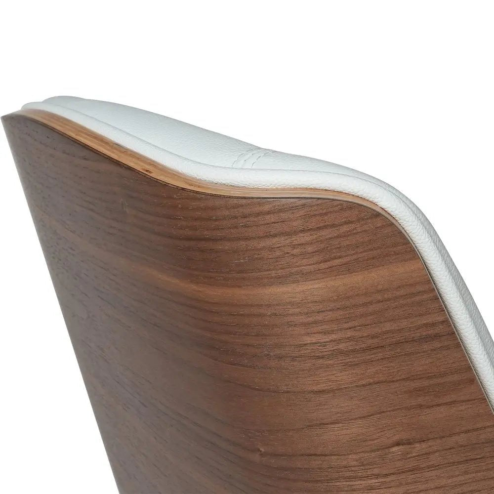 White Silver and Walnut Adjustable Height Swivel Rolling Conference Office Chair - NOBLE HOME INTERIORS