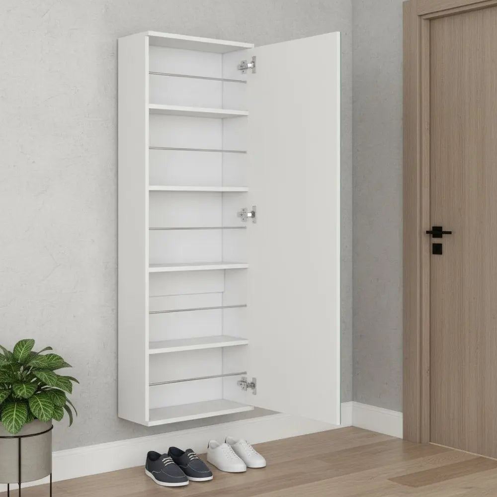 White Ten Pair Wall Mounted WoodShoe Rack - NOBLE HOME INTERIORS