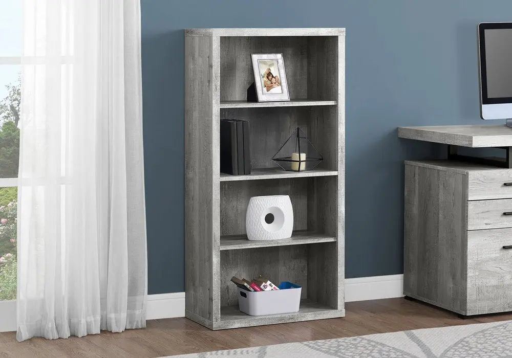 White Wood Adjustable Four Tier Bookcase - NOBLE HOME INTERIORS