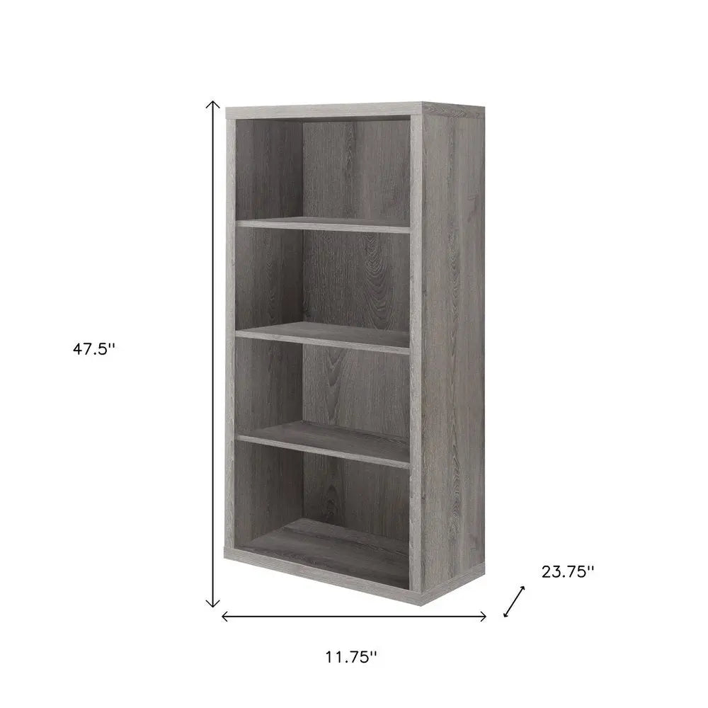 White Wood Adjustable Four Tier Bookcase - NOBLE HOME INTERIORS