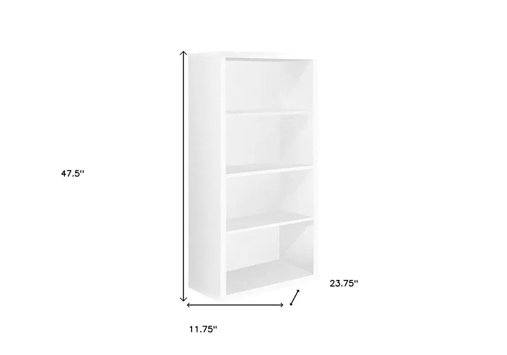 White Wood Adjustable Four Tier Bookcase - NOBLE HOME INTERIORS