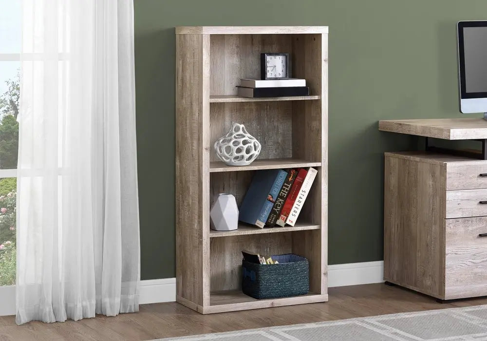 White Wood Adjustable Four Tier Bookcase - NOBLE HOME INTERIORS
