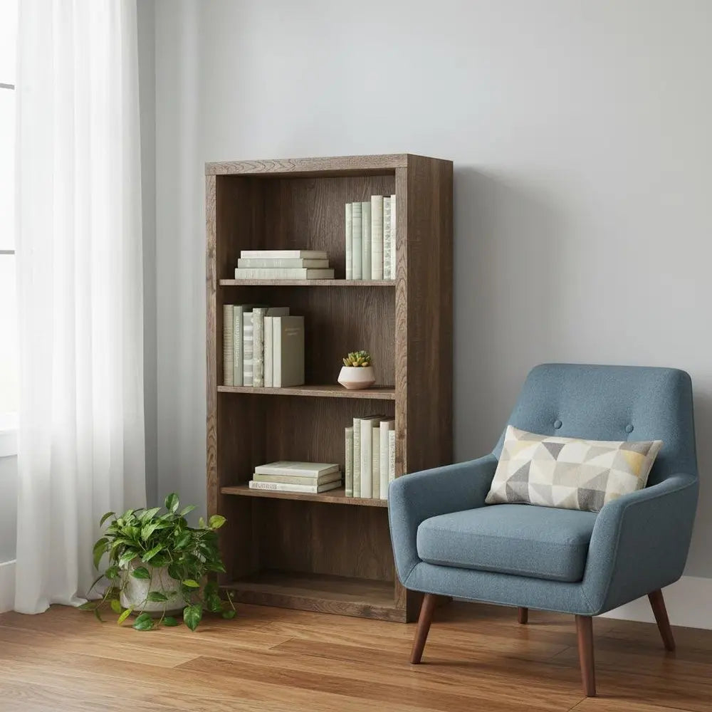 White Wood Adjustable Four Tier Bookcase - NOBLE HOME INTERIORS