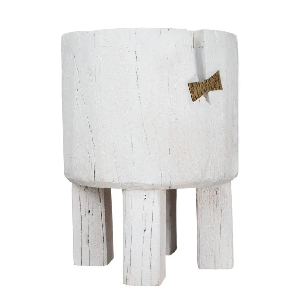 White Wood Pot Planter - NOBLE HOME INTERIORS
