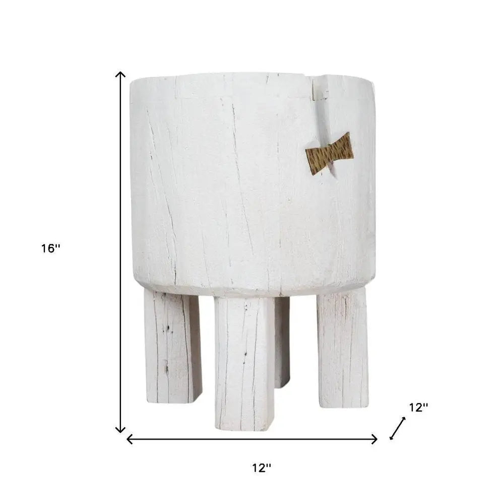 White Wood Pot Planter - NOBLE HOME INTERIORS