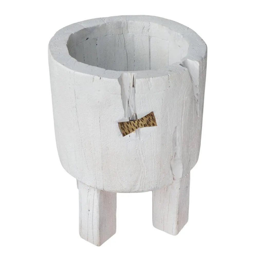 White Wood Pot Planter - NOBLE HOME INTERIORS