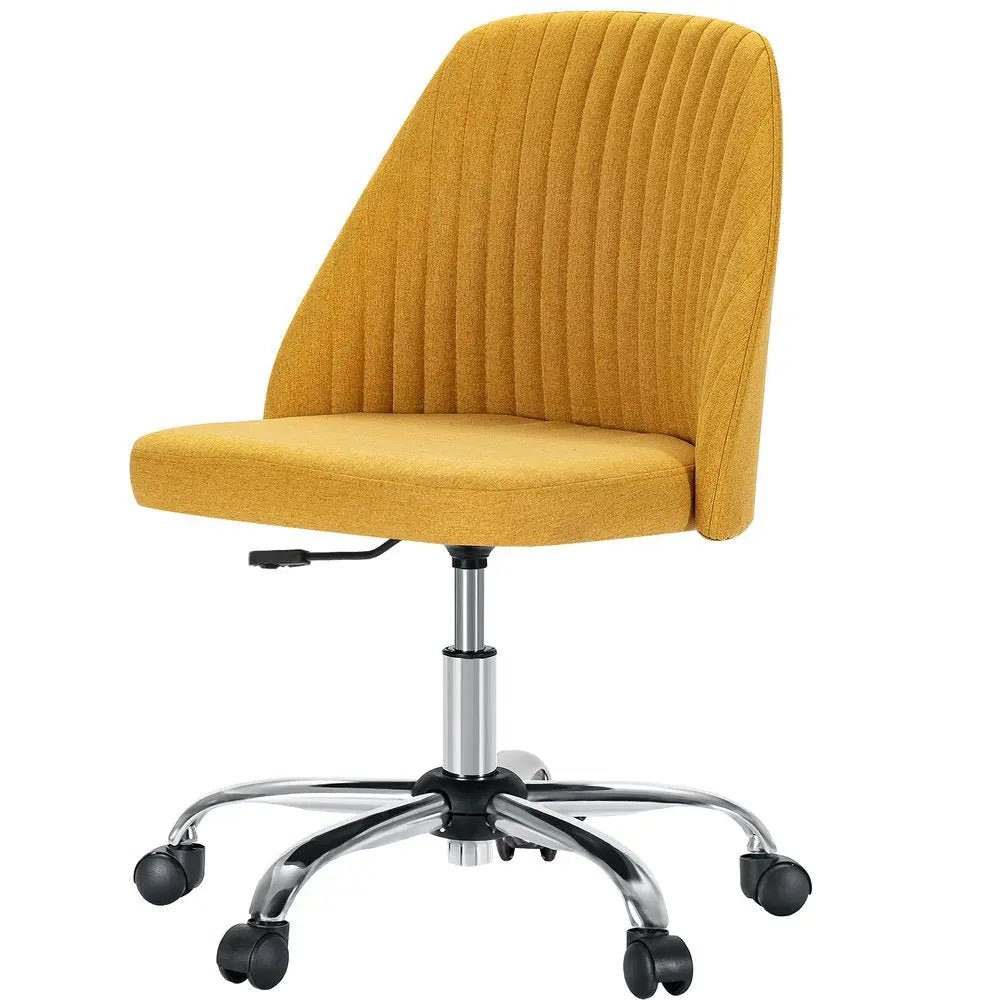 Yellow and Silver Adjustable Height Swivel Rolling Office Chair - NOBLE HOME INTERIORS